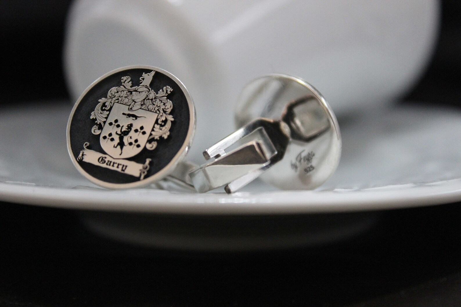 Personalized Family Crest Cufflinks Engrave Your Legacy in Sterling Silver - Image 3