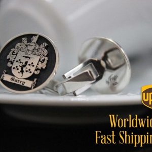 Personalized Family Crest Cufflinks Engrave Your Legacy in Sterling Silver