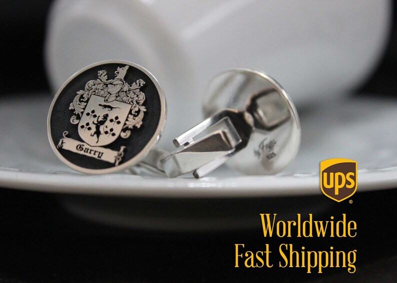 Personalized Family Crest Cufflinks Engrave Your Legacy in Sterling Silver