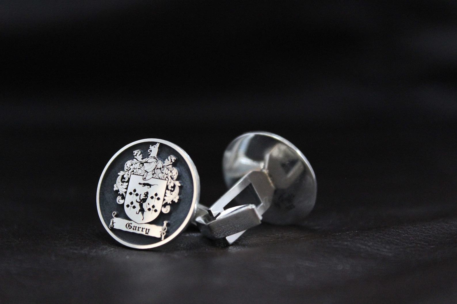 Personalized Family Crest Cufflinks Engrave Your Legacy in Sterling Silver - Image 2