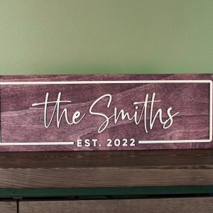 Personalized Family Name Sign Rustic Wood Decor for Weddings, Housewarmings, and Bridal Showers