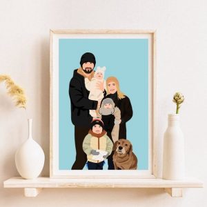 Personalized Family Portrait Capture Your Cherished Moments with a Custom Illustration