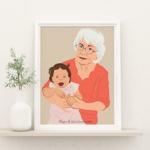 Personalized Family Portrait Illustration Capture Cherished Memories for Grandma