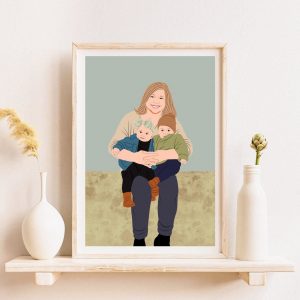 Personalized Family Portrait Illustration Capture Cherished Memories for Grandma