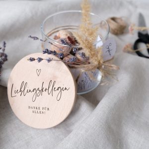 Personalized Farewell Item Engraved Glass Storage Jar with Wooden Lid for Cherished Colleague