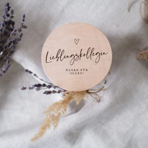 Personalized Farewell Item Engraved Glass Storage Jar with Wooden Lid for Cherished Colleague