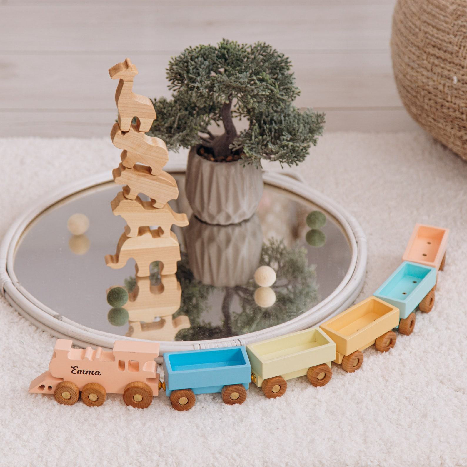 Personalized Farmer Train with Name Custom Train for Baby Boy, Sensory and Fidget Toy for Toddlers, Unique 1st Birthday Item, Kids Room Decor