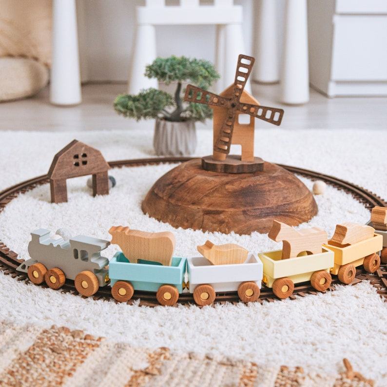 Personalized Farmer Train with Name Custom Train for Baby Boy, Sensory and Fidget Toy for Toddlers, Unique 1st Birthday Item, Kids Room Decor