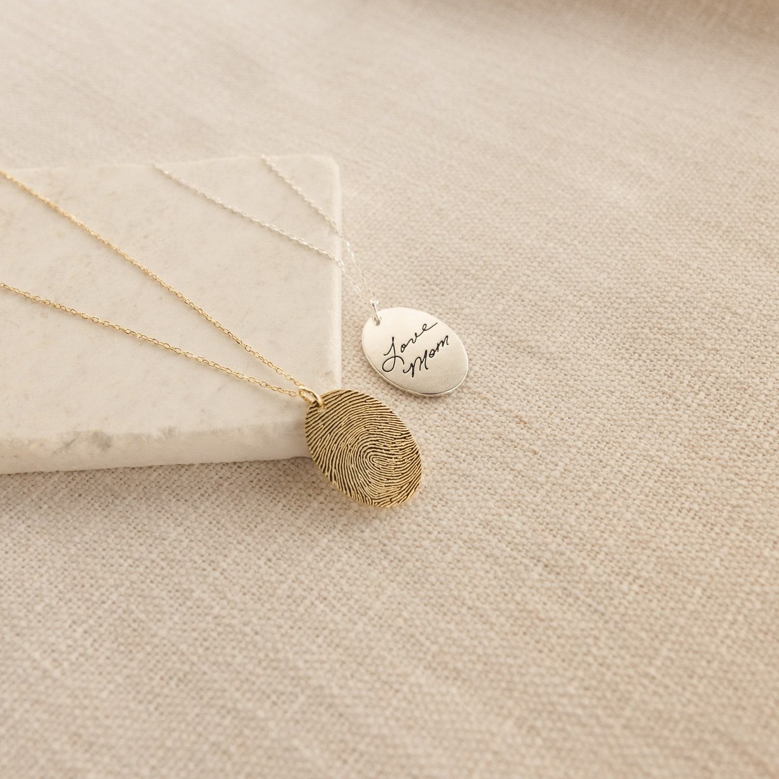 Personalized Fingerprint Necklace Cherished Memories Engraved in Silver