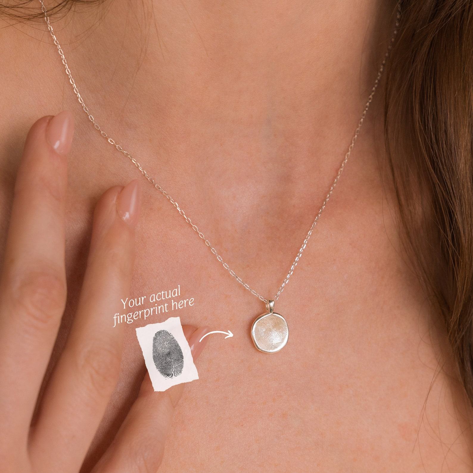Personalized Fingerprint Necklace Cherished Memories Engraved in Sterling Silver