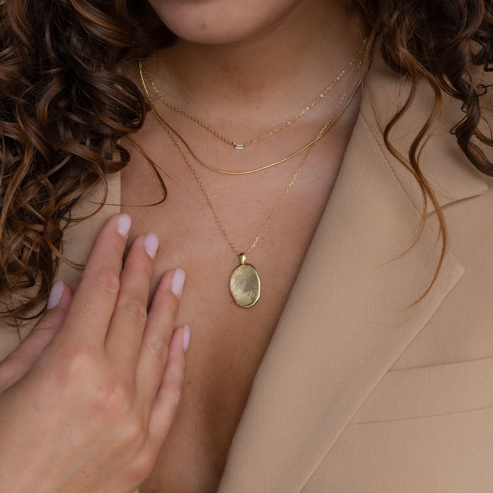 Personalized Fingerprint Necklace Cherished Memories Engraved in Sterling Silver