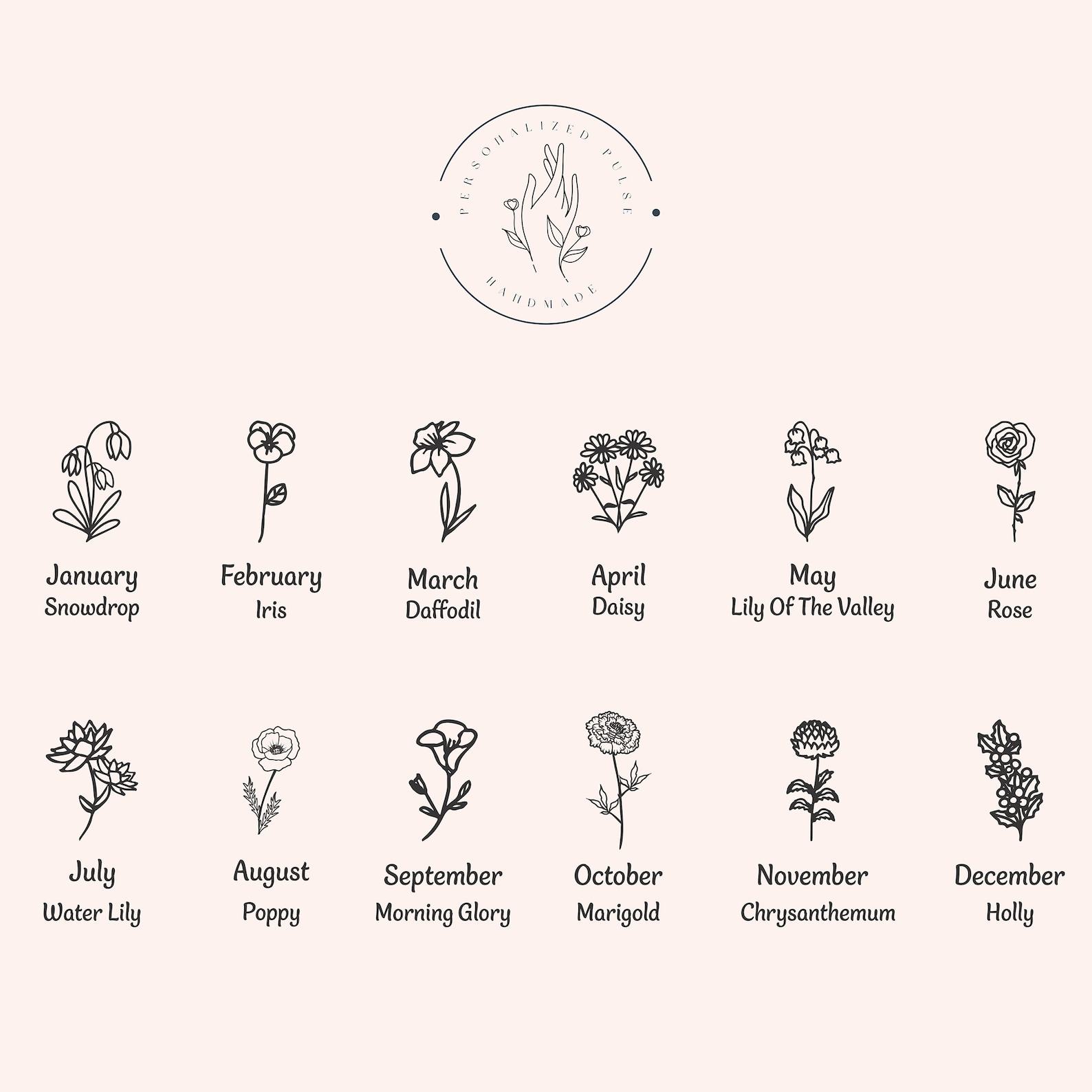 Personalized Floral Signet Ring Birth Flower and Sunflower, Delicate Pinky Ring for Women