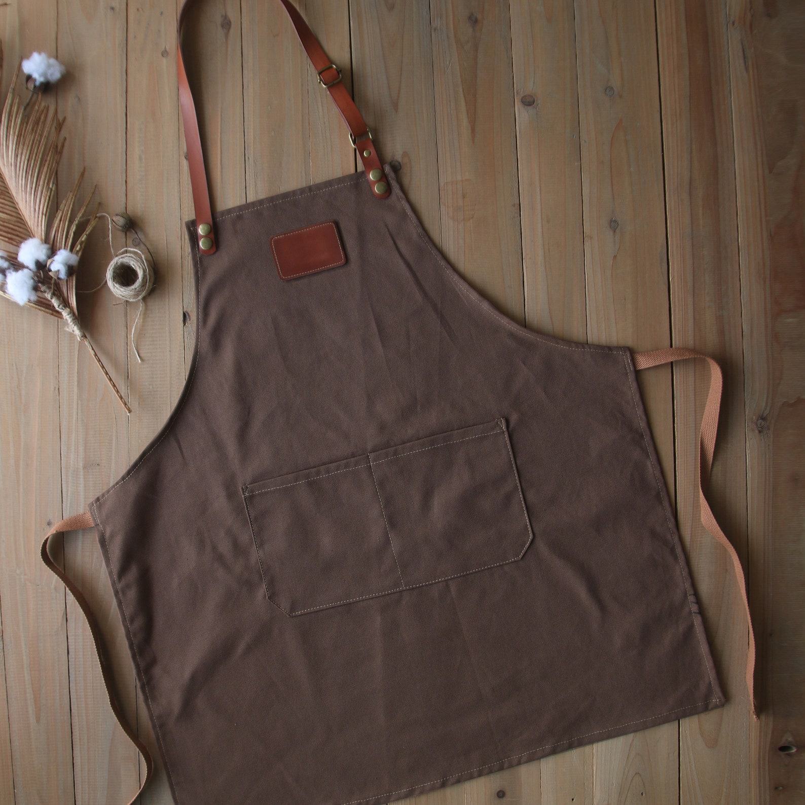 Personalized Full Gray Canvas Apron Elevate Your Culinary Style with Adjustable Comfort