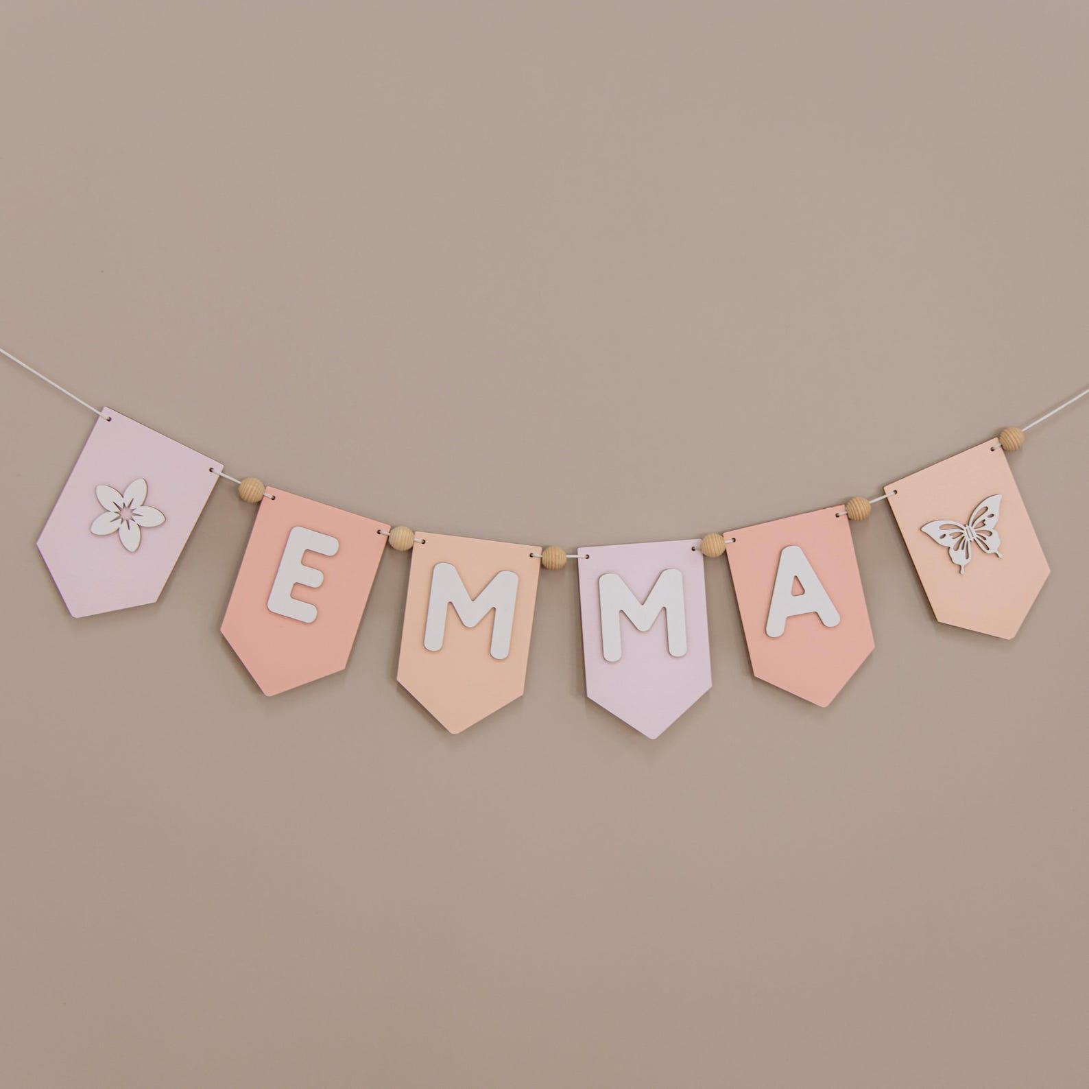 Personalized Girl Name Banner – Custom Garland for Nursery & 1st Birthday Decor