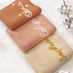 Personalized Hand Embroidered Baby Blanket A Cherished Keepsake for Your Little One