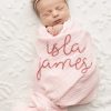 Personalized Hand Embroidered Baby Swaddle Blanket Soft, Breathable Cotton Muslin for a Cozy and Cherished Keepsake