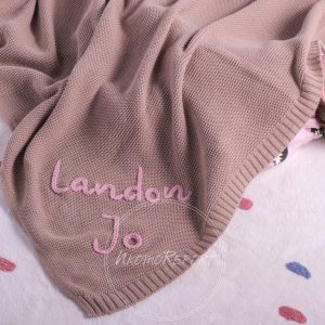 Personalized Hand-Embroidered Knit Baby Blanket A Cherished Keepsake for Your Little One