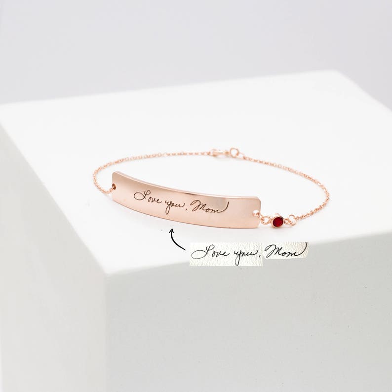 Personalized Handwriting Bar Bracelet Capture Cherished Memories in a Timeless Jewel