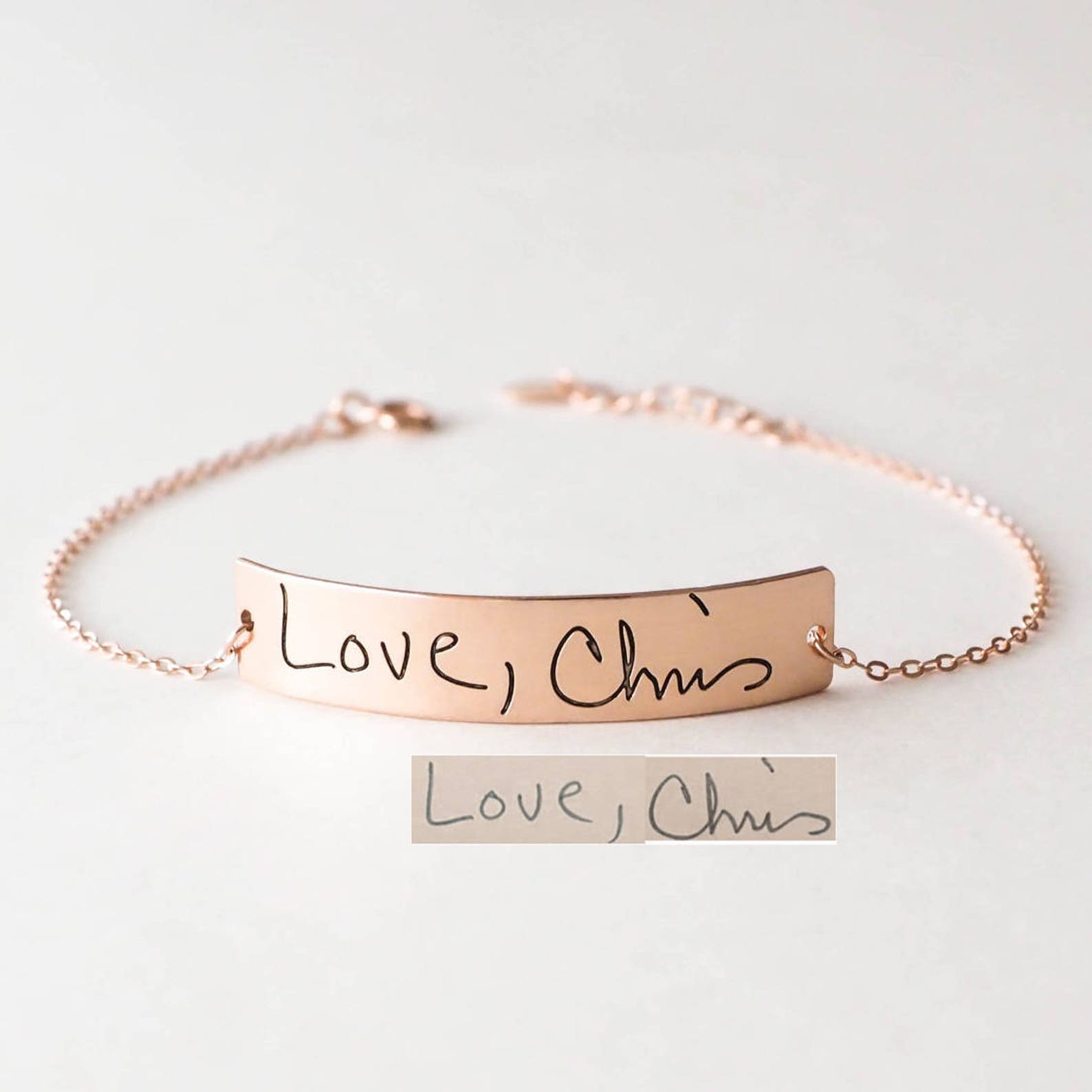 Personalized Handwriting Bar Bracelet Capture Cherished Memories in a Timeless Jewel