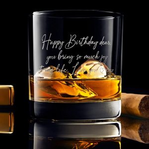 Personalized Handwriting Whiskey Glass Premium Engraved Keepsake with Item Box