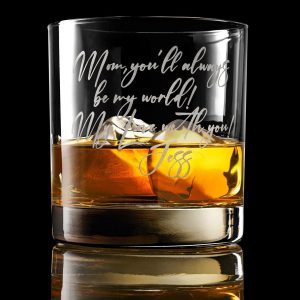 Personalized Handwriting Whiskey Glass Premium Engraved Keepsake with Item Box