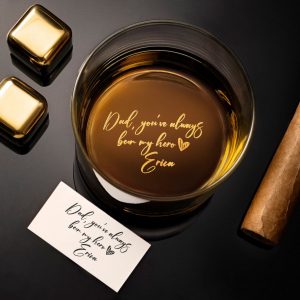 Personalized Handwriting Whiskey Glass Premium Engraved Keepsake with Item Box