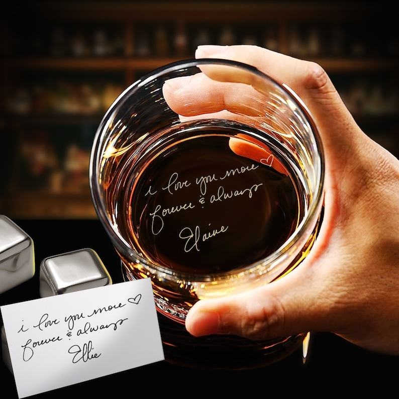 Personalized Handwritten Whiskey Glass A Secret Message in Every Sip