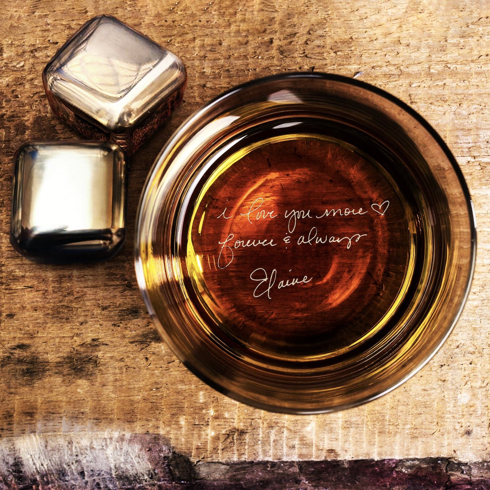 Personalized Handwritten Whiskey Glass A Secret Message in Every Sip