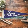 Personalized Heritage Name Sign Felt Pennant Embroidered Vintage Banner for Kids