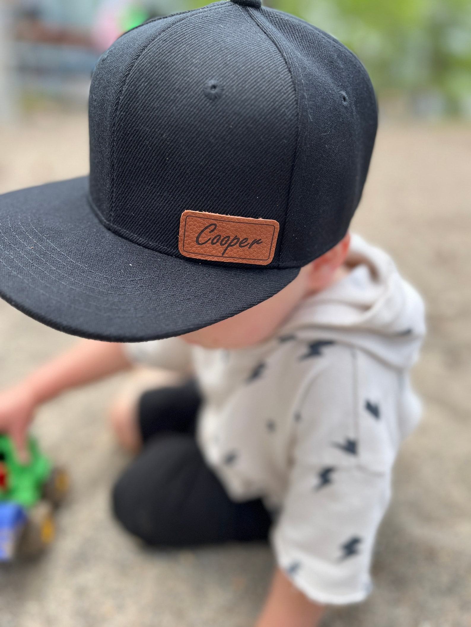 Personalized Initial and Name Hats Embroidered Leather Patch for Matching Family Style - Image 4