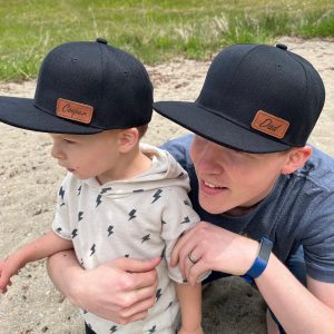 Personalized Initial and Name Hats Embroidered Leather Patch for Matching Family Style