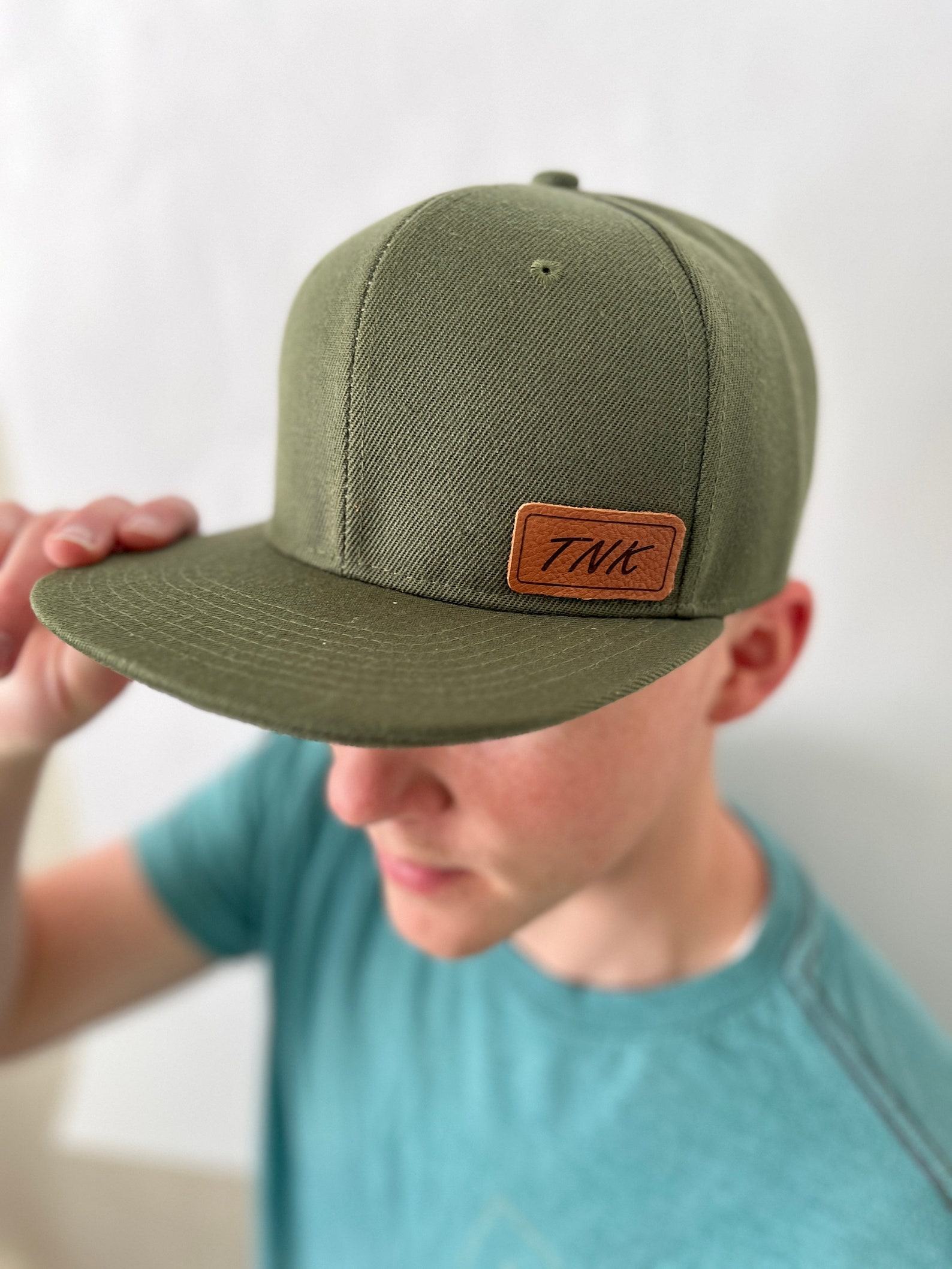 Personalized Initial and Name Hats Embroidered Leather Patch for Matching Family Style - Image 2