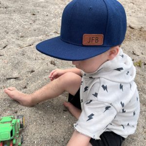 Personalized Initial and Name Hats Embroidered Leather Patch for Matching Family Style