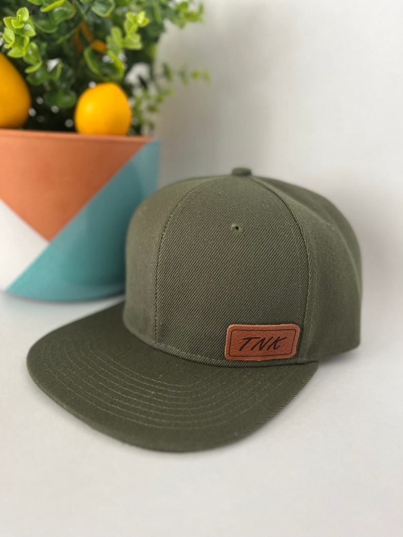 Personalized Initial and Name Hats Embroidered Leather Patch for Matching Family Style