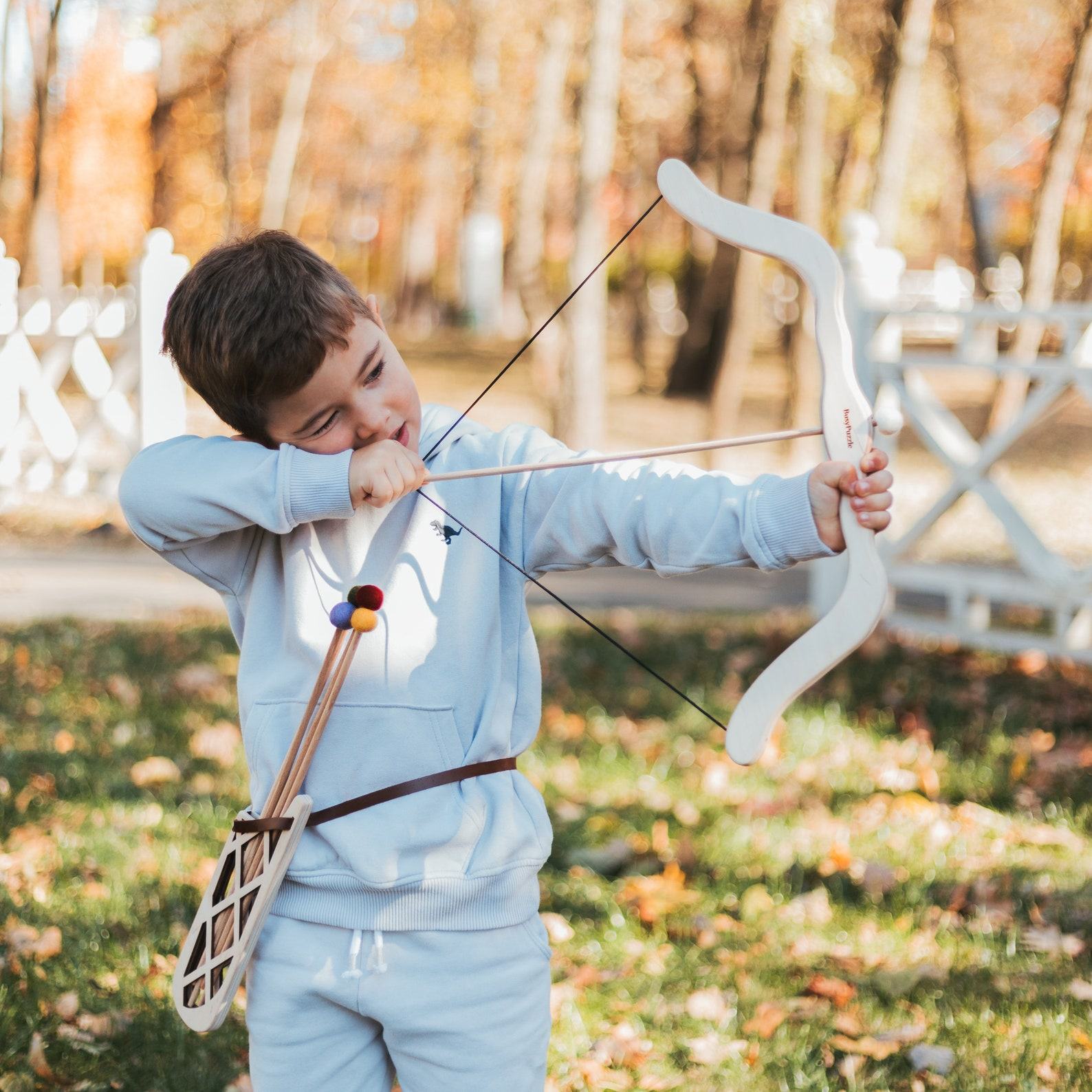 Personalized Kids Bow and Arrow Set – Wooden Toy for Outdoor Pretend Play & Easter Fun!
