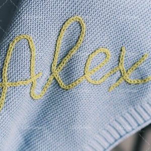 Personalized Knit Baby Blanket Embroidered with Love, Wrapped in Warmth