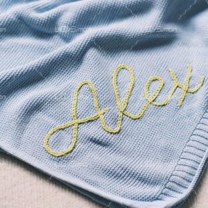 Personalized Knit Baby Blanket Embroidered with Love, Wrapped in Warmth
