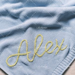 Personalized Knit Baby Blanket Embroidered with Love, Wrapped in Warmth