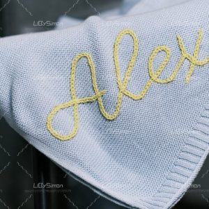 Personalized Knit Baby Blanket Embroidered with Love, Wrapped in Warmth