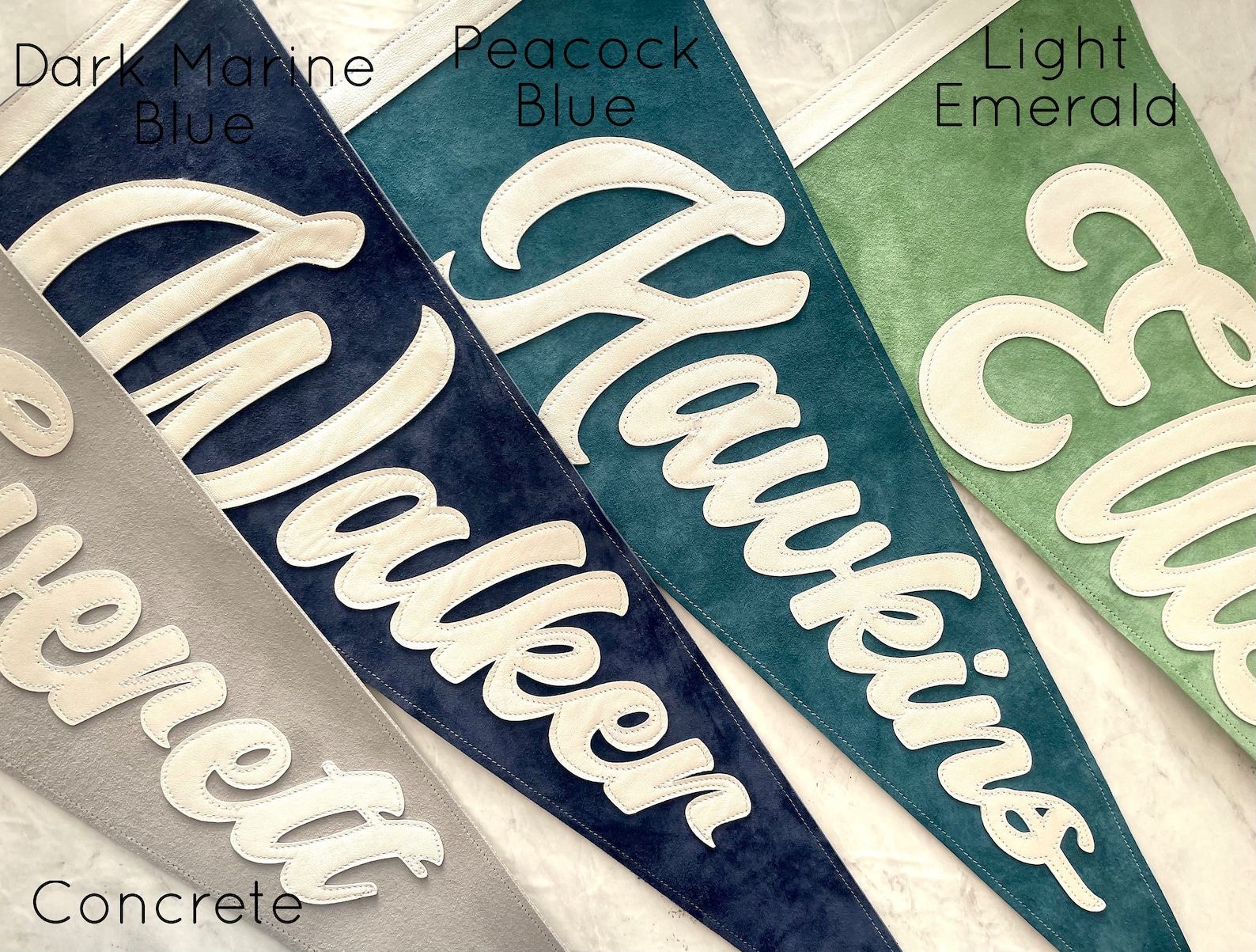 Personalized Leather and Suede Pennant Banner Create a Statement with Your Custom Word - Image 3