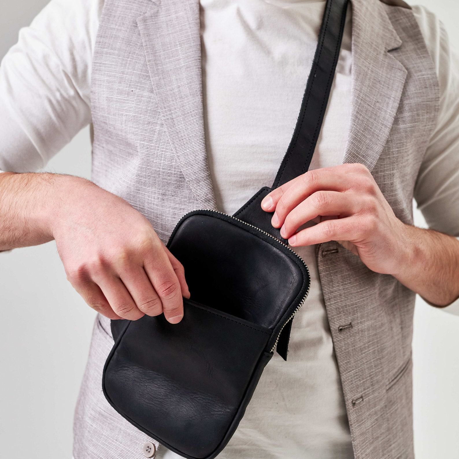 Personalized Leather Crossbody Bag The Perfect Accessory for the Modern Man