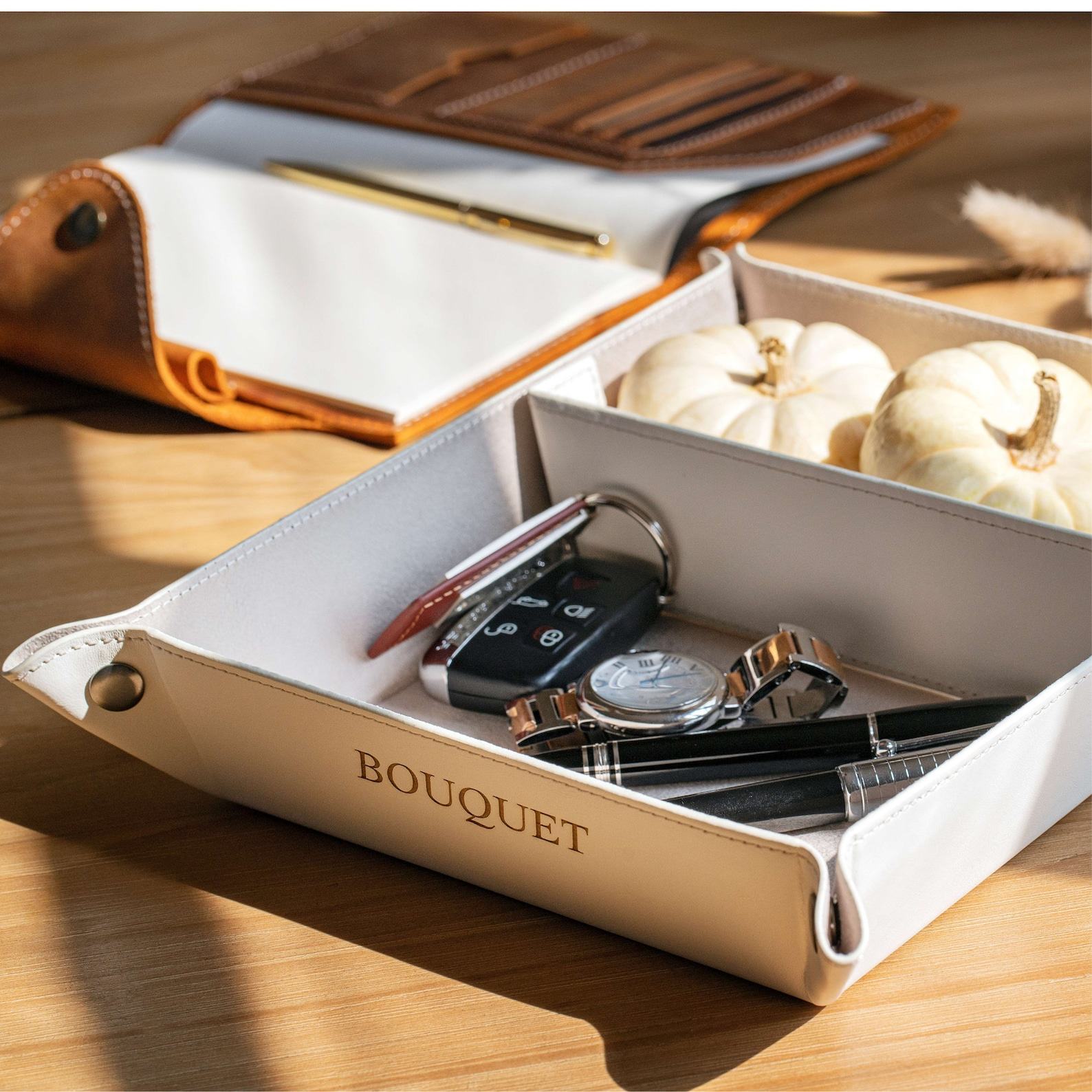 Personalized Leather Desk Organizer Elevate Your Workspace with Style and Functionality