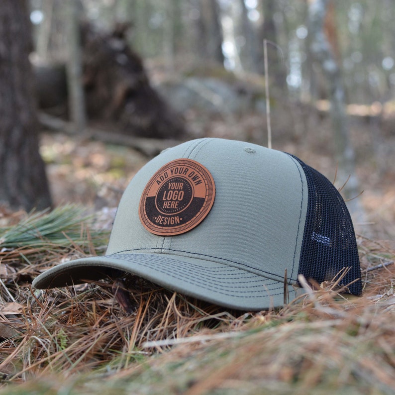 Personalized Leather Patch Trucker Hat Elevate Your Style with a Custom Logo