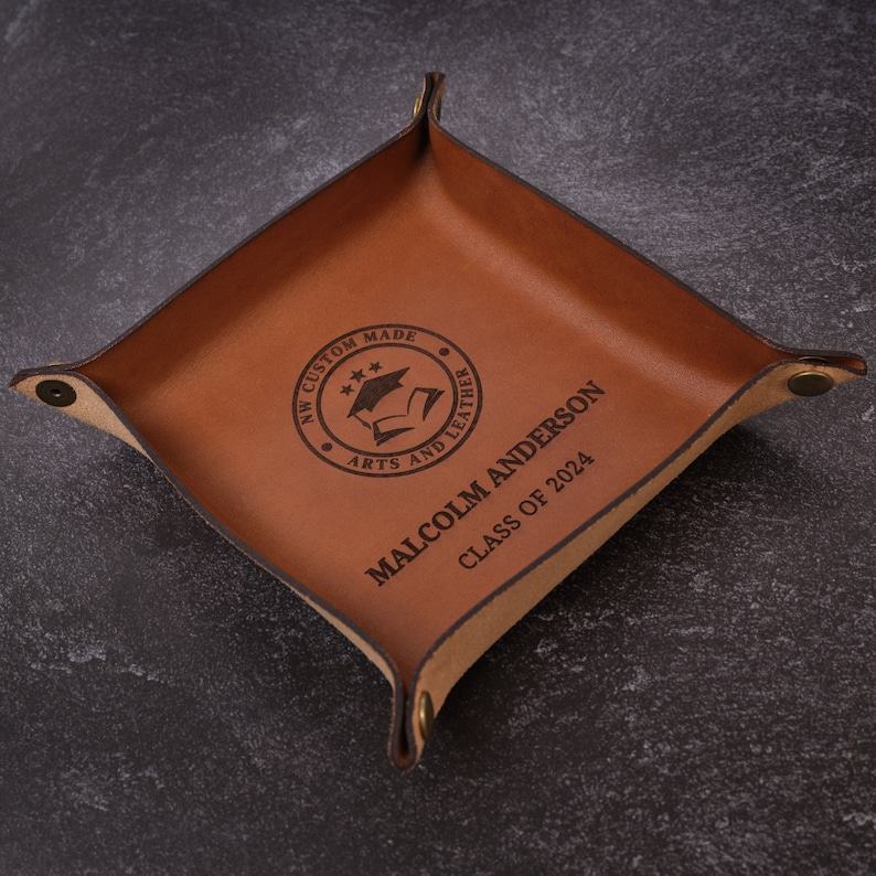 Personalized Leather Valet Tray A Timeless Graduation Keepsake for the Class of 2024