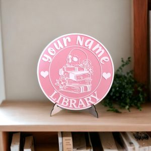 Personalized Library Sign Custom 3D Printed Book Decor for Bookworms