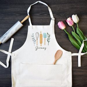 Personalized Linen Kitchen Apron Elevate Your Cooking Style with Custom Embroidered Aprons