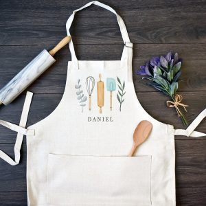 Personalized Linen Kitchen Apron Elevate Your Cooking Style with Custom Embroidered Aprons