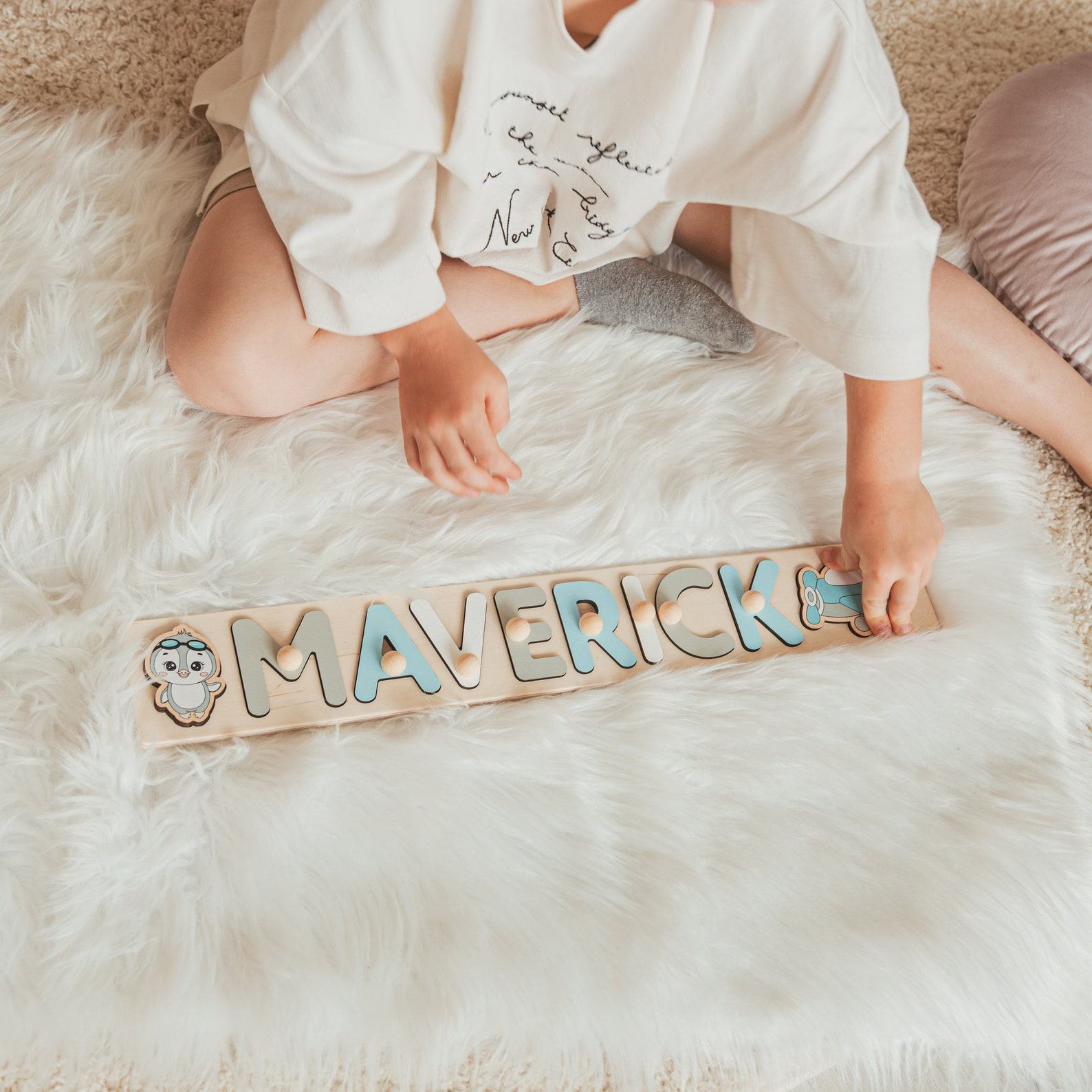 Personalized Mermaid Name Puzzle – Baby Girl Present, 1st Birthday, Nursery Decor & Easter Toy