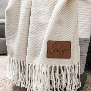 Personalized Monogrammed Farmhouse Blanket A Thoughtful Corporate Item for Mom