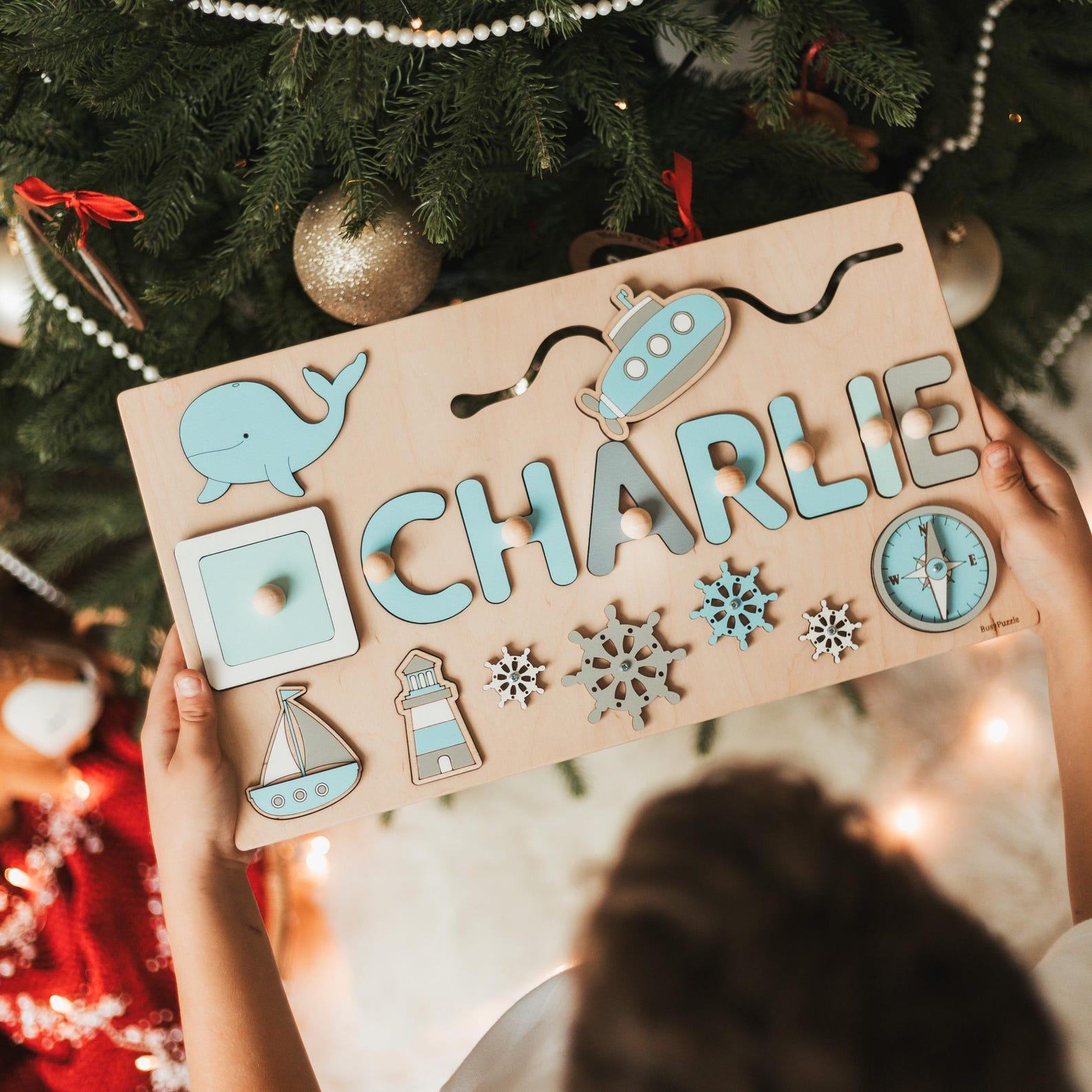 Personalized Montessori Busy Board Sensory Puzzle for Baby Girls, Custom Name, Educational Item for 1-3 Year Olds